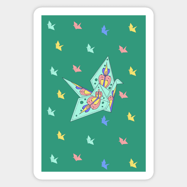 Grue en origami pastel Sticker by LaPetiteBelette